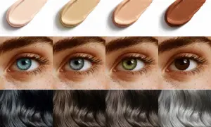 Armocromia inverno: campioni fondotinta, occhi azzurri, grigi, verdi, castani e capelli neri, castani, grigi.