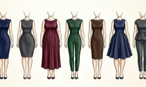 Illustrazione di diverse tipologie di fisico femminile, ognuna con un outfit distinto.