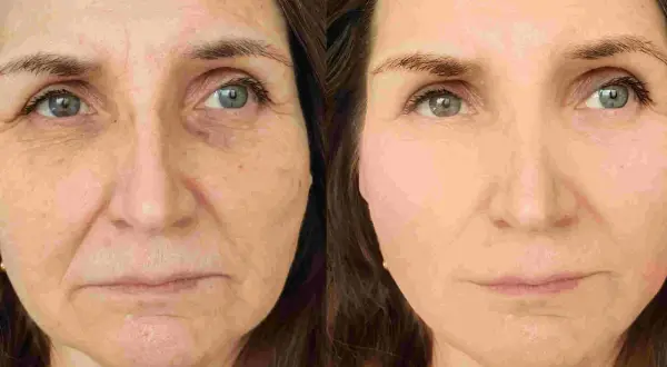 Prima e dopo: un lifting occhi che trasforma rughe profonde in pelle liscia e luminosa.