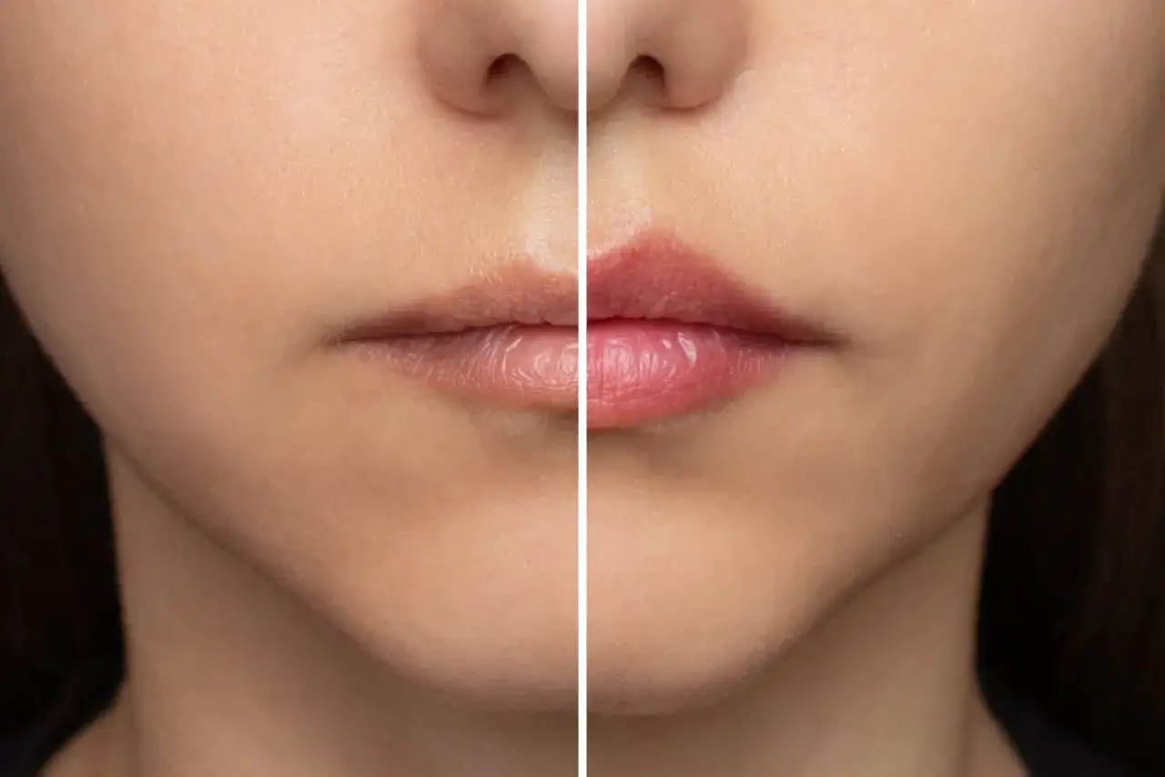 Prima e dopo: labbra più piene e definite, un esempio di come rimpolpare le labbra in modo naturale per un sorriso radioso.