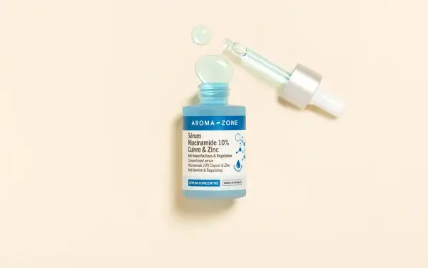 Siero Aroma-Zone Niacinamide 10% Rame & Zinco: scopri a cosa serve per pelle con imperfezioni e sebo in eccesso.